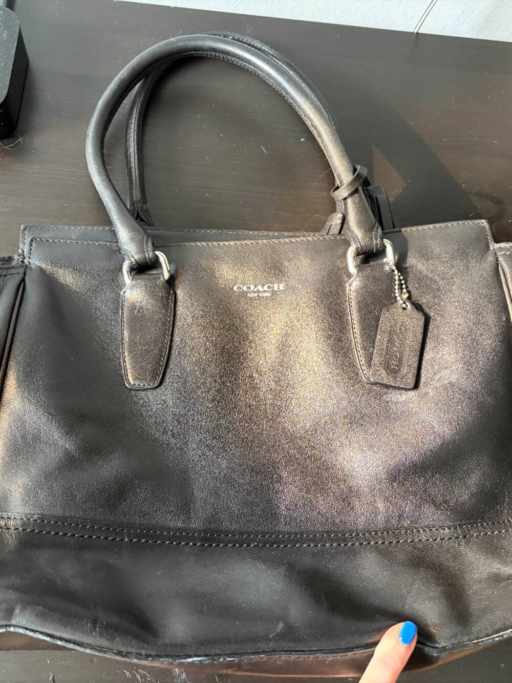 Genuine Leather Large Black Coach Bag